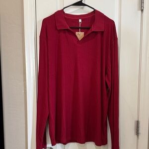 Classic Red Long Sleeve Men's Shirt / J105